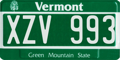 VT license plate XZV993