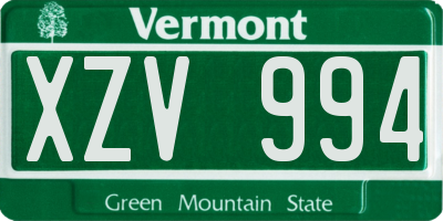 VT license plate XZV994