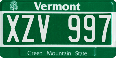 VT license plate XZV997