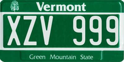VT license plate XZV999