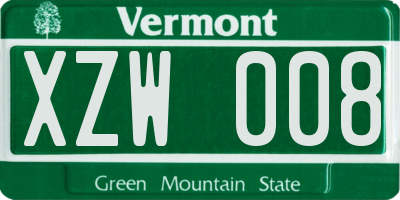 VT license plate XZW008