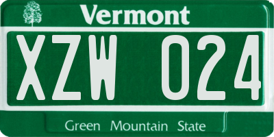 VT license plate XZW024