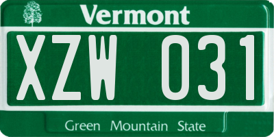 VT license plate XZW031