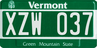 VT license plate XZW037