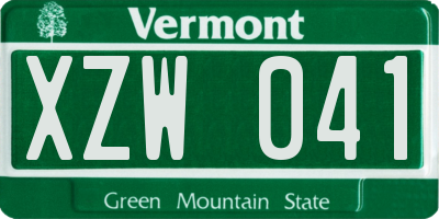 VT license plate XZW041