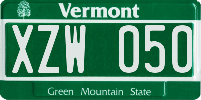 VT license plate XZW050