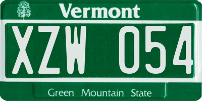 VT license plate XZW054