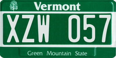 VT license plate XZW057