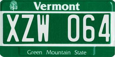 VT license plate XZW064