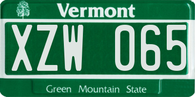 VT license plate XZW065