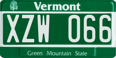 VT license plate XZW066