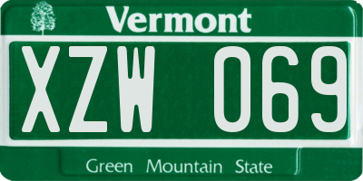 VT license plate XZW069