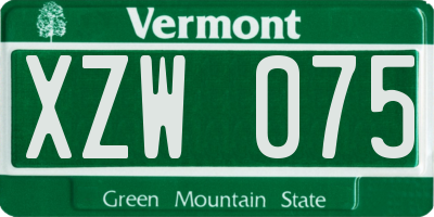 VT license plate XZW075