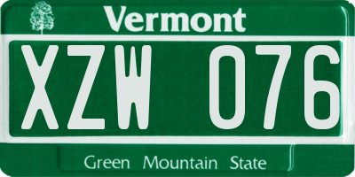 VT license plate XZW076