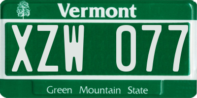 VT license plate XZW077
