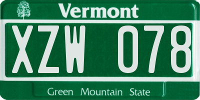 VT license plate XZW078