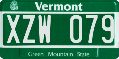 VT license plate XZW079