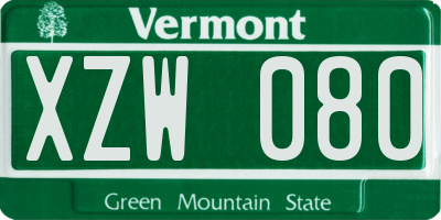 VT license plate XZW080