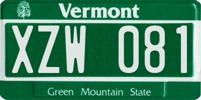 VT license plate XZW081