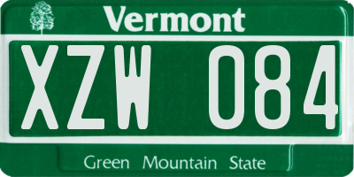 VT license plate XZW084