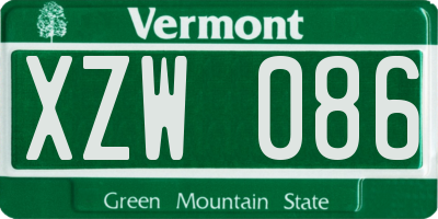 VT license plate XZW086