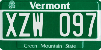 VT license plate XZW097