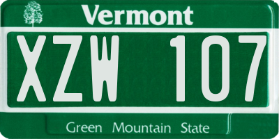 VT license plate XZW107