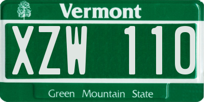 VT license plate XZW110