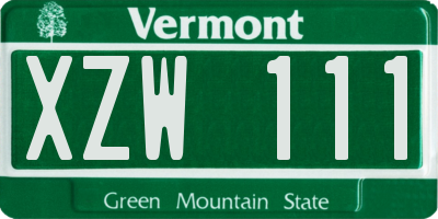 VT license plate XZW111