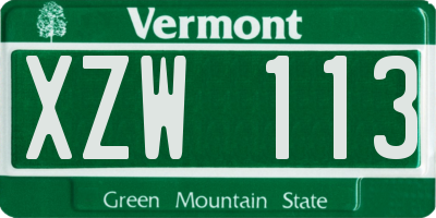 VT license plate XZW113