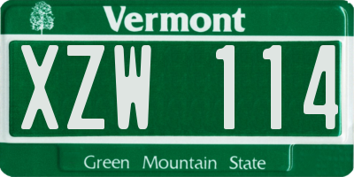 VT license plate XZW114