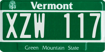 VT license plate XZW117