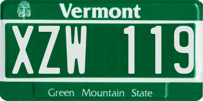 VT license plate XZW119