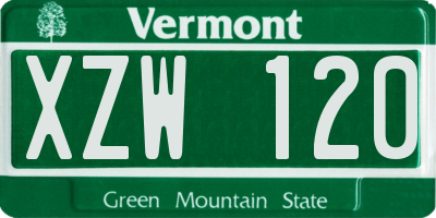 VT license plate XZW120