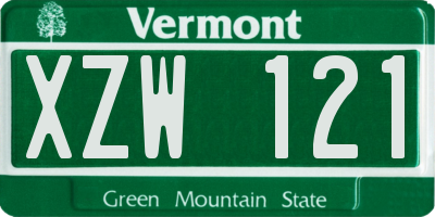 VT license plate XZW121