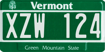 VT license plate XZW124