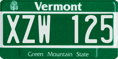 VT license plate XZW125