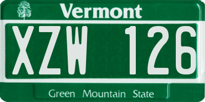 VT license plate XZW126