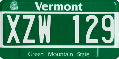 VT license plate XZW129