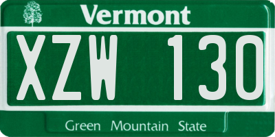 VT license plate XZW130