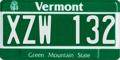 VT license plate XZW132