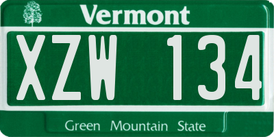 VT license plate XZW134