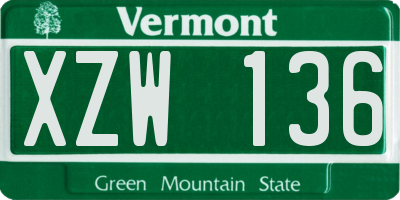 VT license plate XZW136