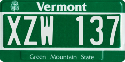 VT license plate XZW137