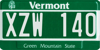 VT license plate XZW140