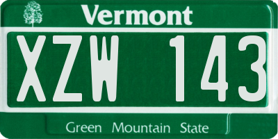 VT license plate XZW143