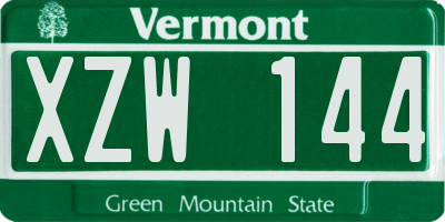 VT license plate XZW144