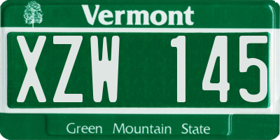 VT license plate XZW145