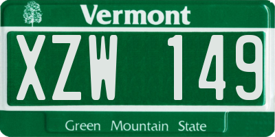 VT license plate XZW149