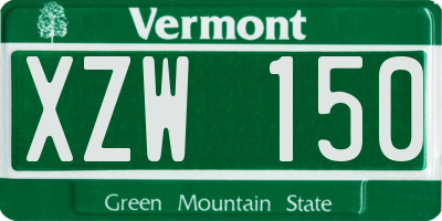VT license plate XZW150